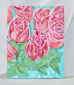 Magnificent Roses. New Original 11 on 14 in. painting on sale